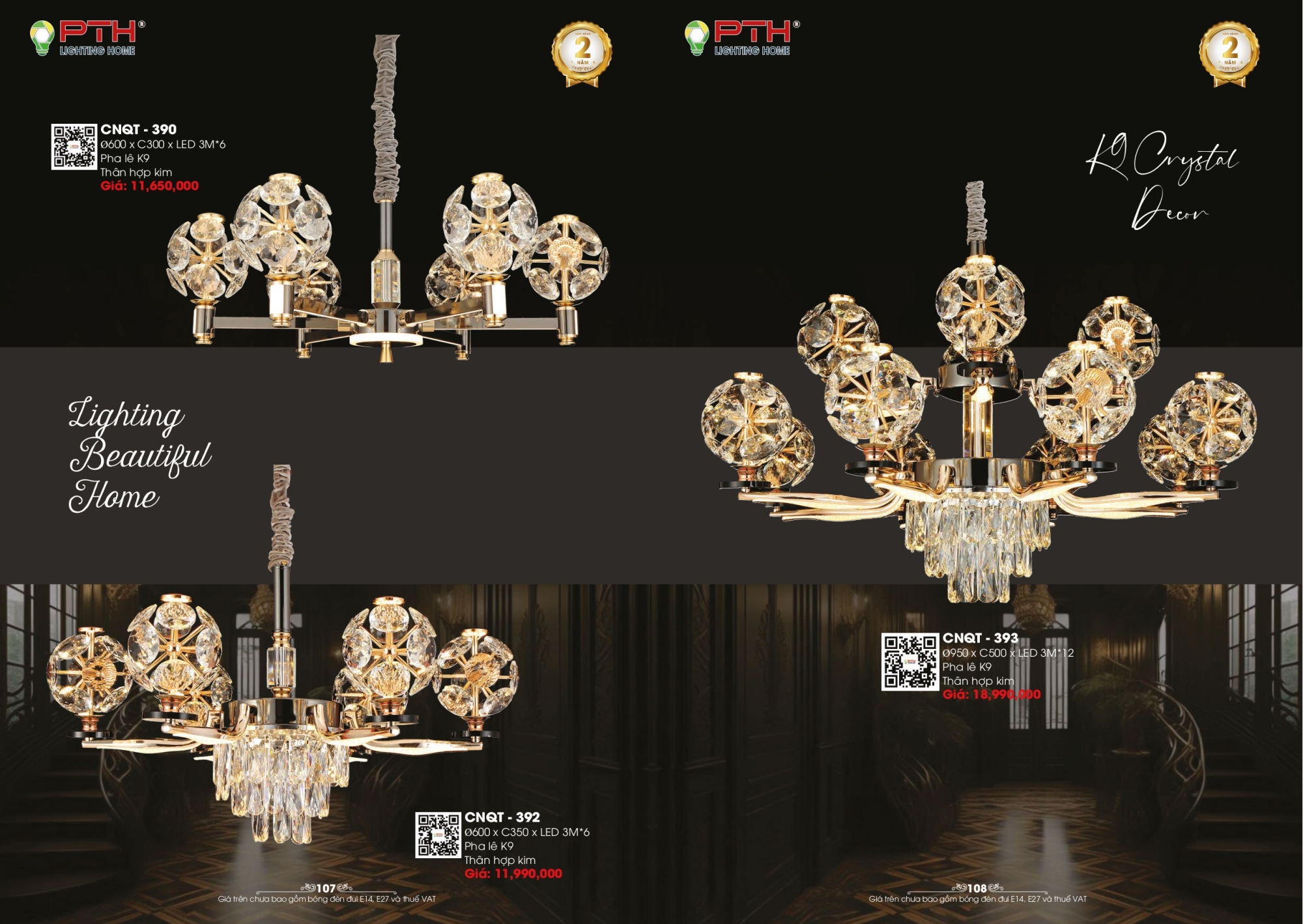 Bảng giá đèn trang trí PTH Lighting Home 2026